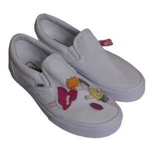 NWT Vans Art Hand Drawn Ponyo Studio Ghibli Women's 7.5 White Shoes Cartoon SPOT